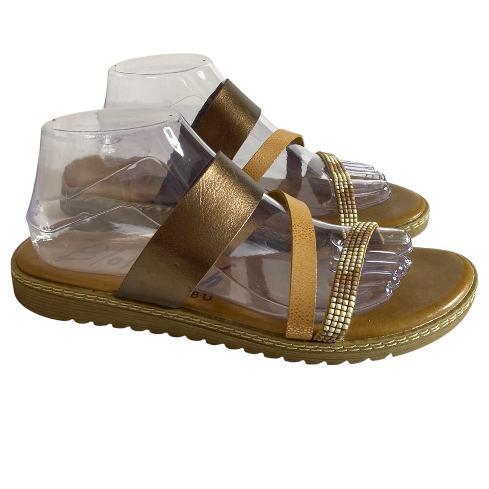 Blowfish Malibu Women's Otsi Slip On Cushioned Slide Sandals Gold Bronze 10 Boho